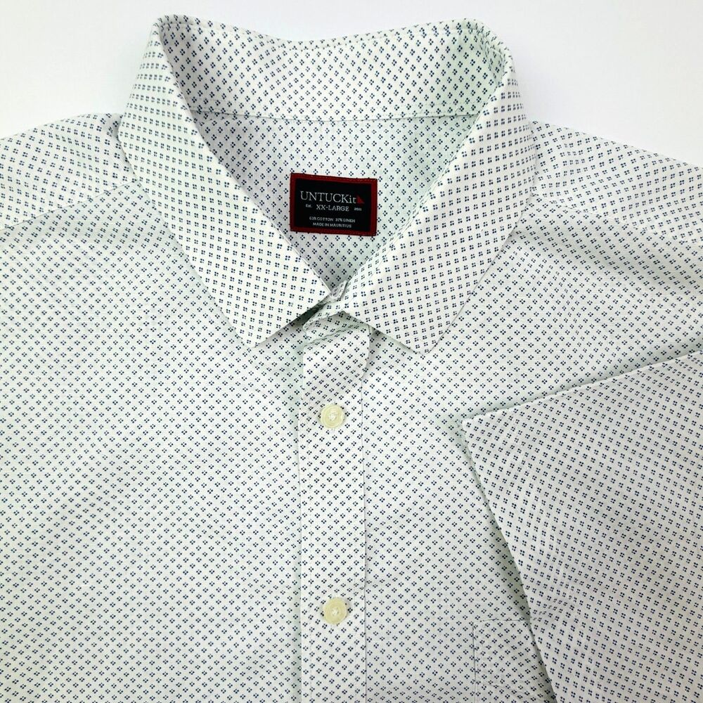 UNTUCKit XXL Linen Blend Geometric Button Front Shirt